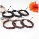 15pcs Braided Leather Bracelet For Men Women Cuff Wrap Bracelet Ethnic Tribal Bracelets Adjustable And Brown